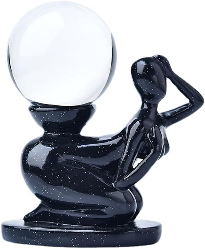 Yoga Women Crystal Holder with Ball Crystal Display for Globe Celestial Athlete Design for Decor Marble Display (Style F)