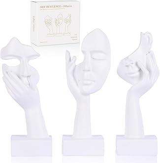 3 Pcs Thinker Small Statue Set - White Art Abstract Home Accent Figurines for Decor Woman Apartment Bookshelf Floating Shelf Coffee Table Office Desk Bathroom Counter Decor (3 Pcs White, 6")