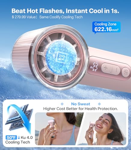 Image of TORRAS COOLiFY iva Handheld Fan with Ice Cooler, [Chill by 50F] 0-100 Speed, Super Mini Powerful Portable Fan, 4900mAh Rechargeable Hand Held, Travel Essentials, Gift for Dad Husband, Pink