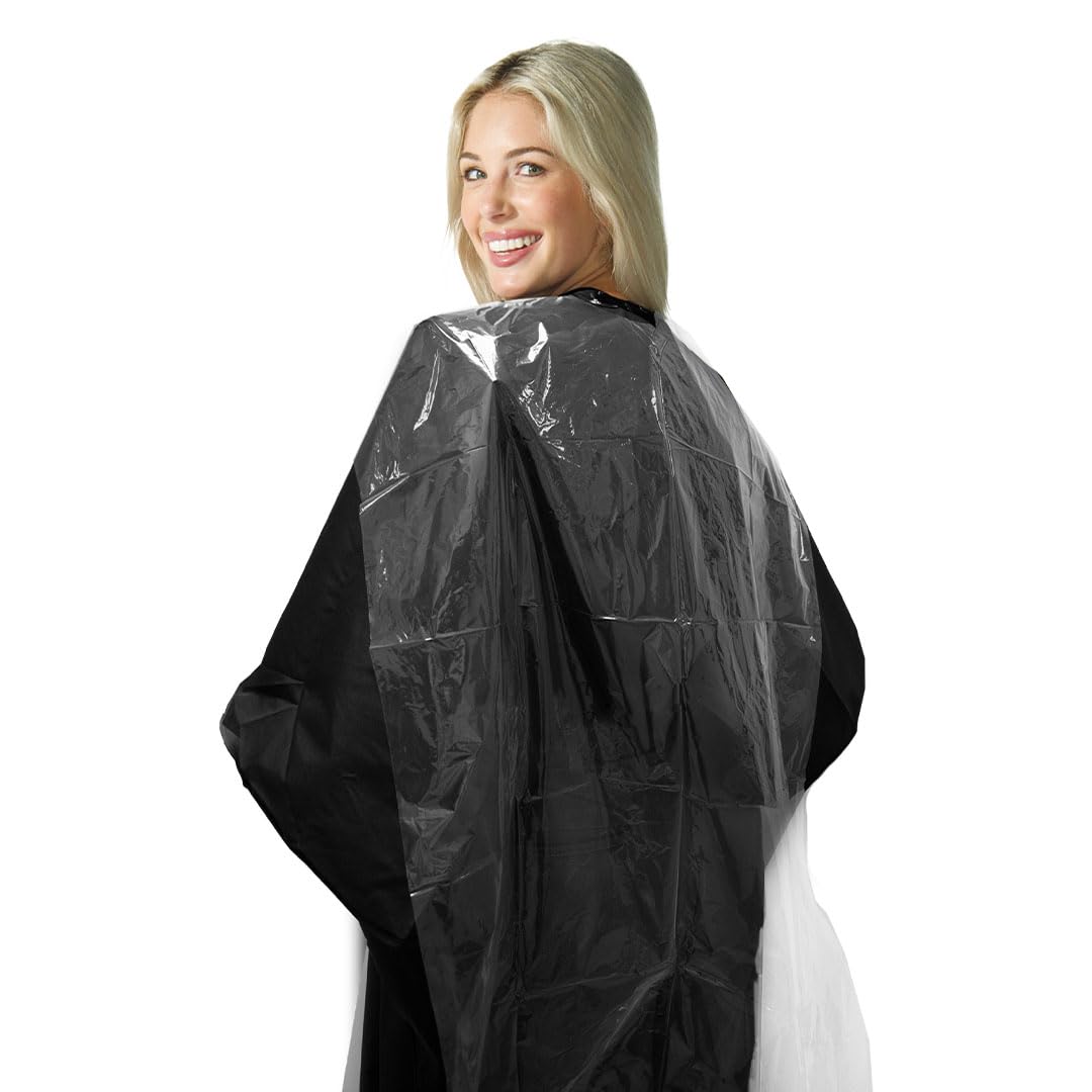 Colortrak - Babero para peluquería, impermeable, desechable, para corte y teñido de cabello, protege a los clientes, capas y sillas de salón, 24 x 38 pulgadas, incluye 25 baberos, Claro 2