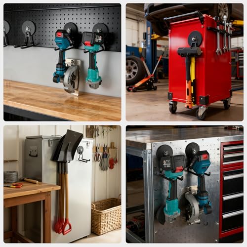 Image of MUTUACTOR Upgraded Magnetic Hooks Heavy Duty,40lbs Anti-Scratch Garage Large Magnet Hooks,2-Pack Super Strong Magnetic Garage Hooks for Organizing Impact Drivers Trailer Cord Garden Tool Box