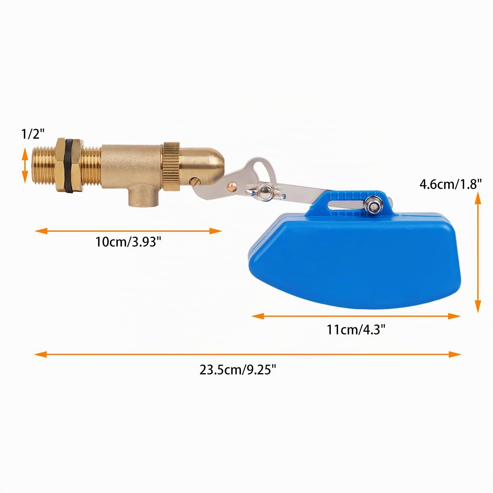 Lot de 2 Robinets Flotteurs 1/2" en Laiton - Robinet à Boisseau Sphérique d'Arrêt d'Eau Avec Flotteur en Plastique et Bras Réglable Pour Bovins et Moutons