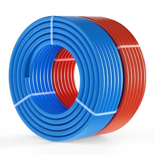 VEVOR PEX Pipe 3/4 Inch 2 x 100 Feet Non-Oxygen Barrier PEX-A Flexible Pipe Tubing for Potable Water for Hot/Cold Water & Easily Restore Plumbing Applications with Free Cutter Blue & Red