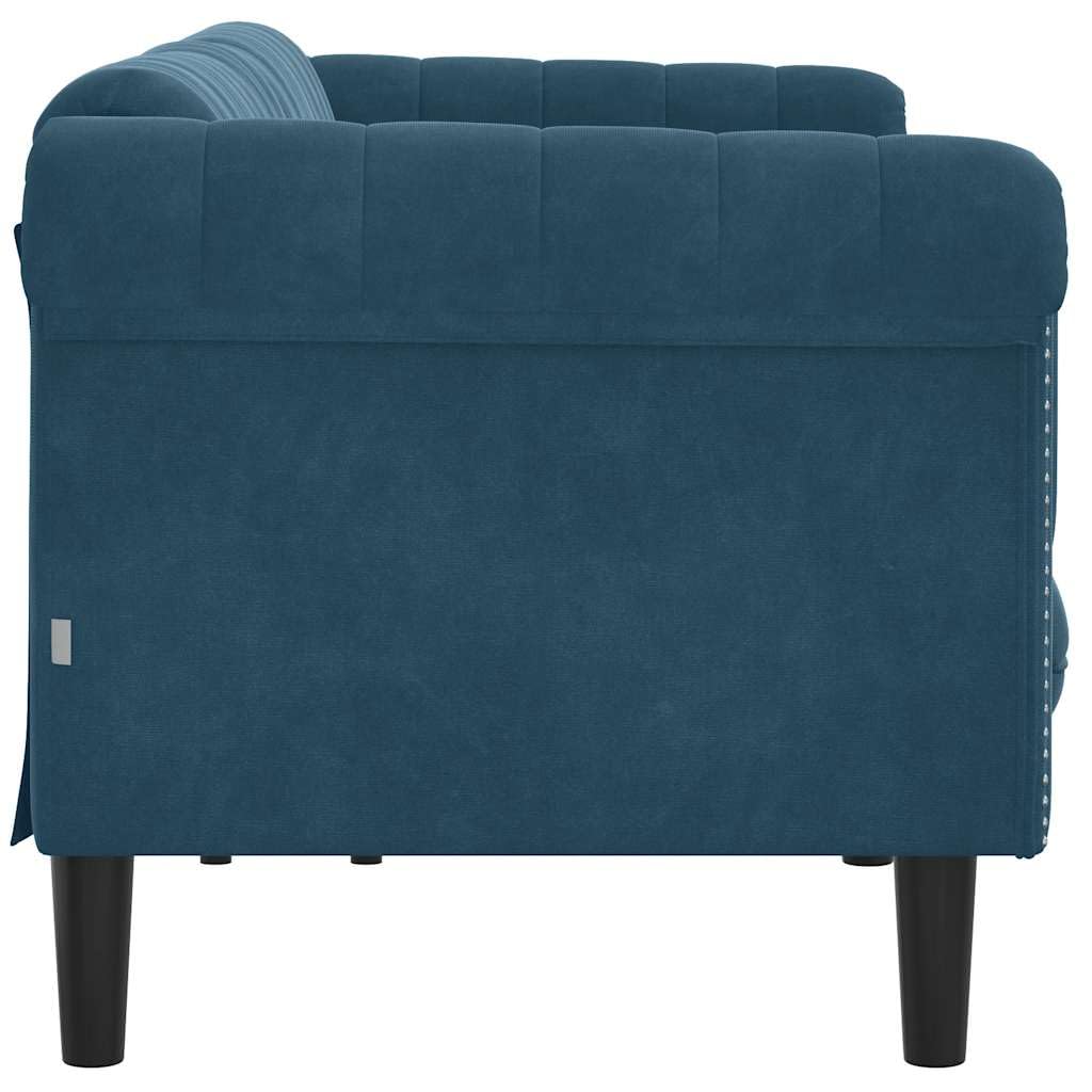 Divano 3 posti Velluto Blu | Comoda seduta imbottita, gambe robuste, design moderno, capacità 110 kg per sedile