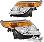 JSBOYAT Projector Headlight Assembly with Bulbs Replacement for 2011-2015 Ford Explorer Driver & Passenger Side (Chrome Housing & Amber Reflector)