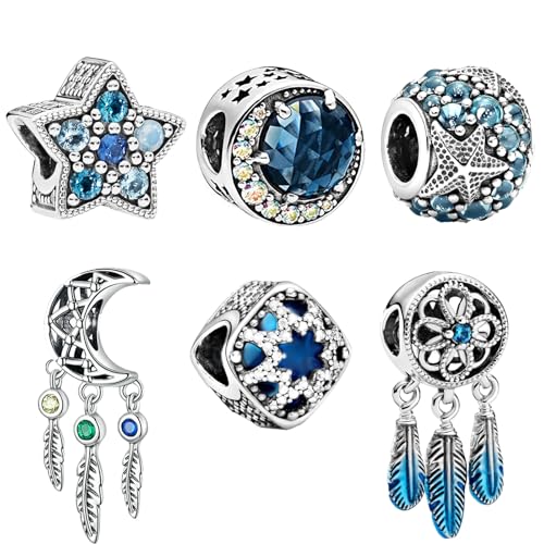louuuou - 6 PCS Charms for Bracelets, Aesthetically Charm Bracelet with Starfish Oceanic Spiritual DreamCatcher Feather Tassels, Charms for Jewellery Making Suitable for Women Girls to Make Homemade Gifts