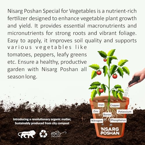 Image of Organic Fertilizer for Vegetable Plants - 1kg | 100% Natural NPK Granules | Boosts Root Growth & Soil Health | For Tomato, Chilli & Kitchen Garden