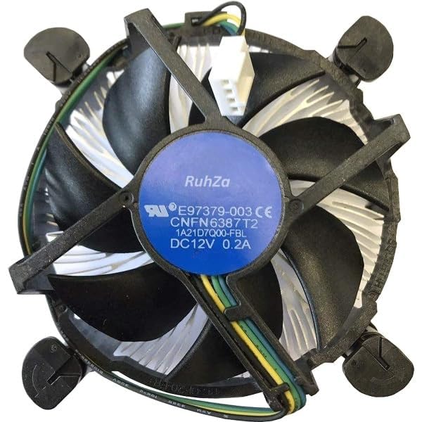 RuhZa Processor Cooling Fan for i3/i5/i7 LGA115x CPU Fan E97379 003 Core i3 i5 i7 Socket 1150 1155 1156 4-Pin Connector CPU Cooler with Aluminium Heatsink and 3.5-Inch Fan for Computer