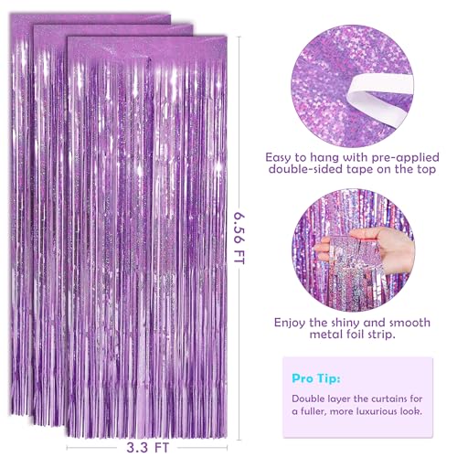 Image of Pink Tinsel Curtain Party Backdrop Streamers - Birthday Decorations | Birthday Decorations for Girls | Princess Birthday Party Decorations |Sleepover Party Supplies for Girls,2 Pack