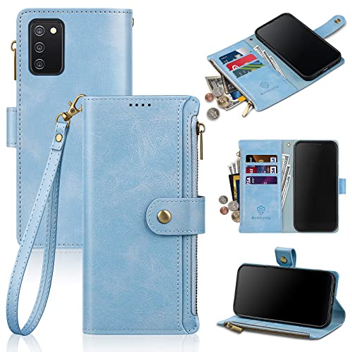 Portefeuille Samsung Galaxy A02S étui cuir synthétique avec porte-cartes et fermeture Éclair