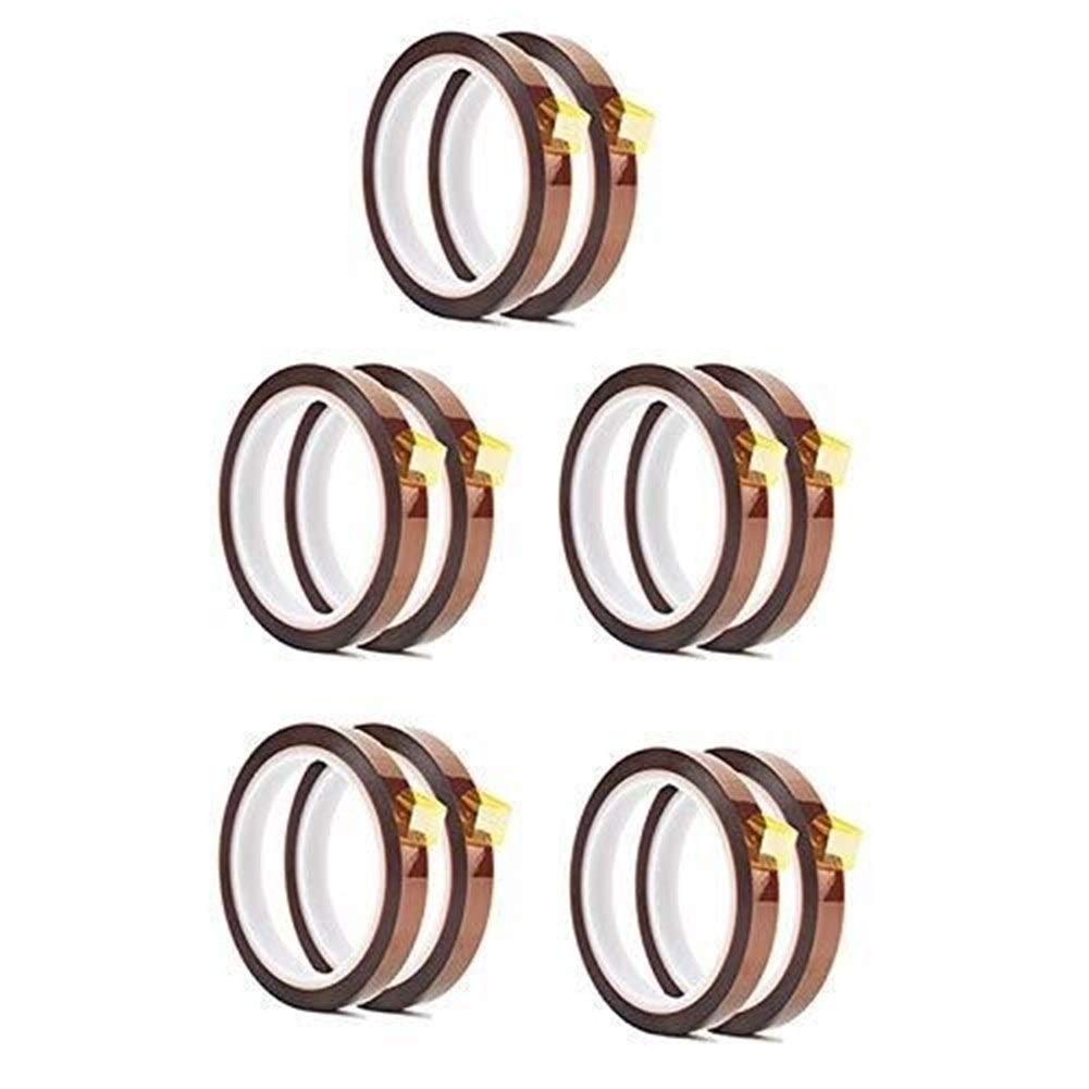 Nastro adesivo in poliimmide resistente alle alte temperature, 10 rotoli da 10 mm x 33 m, nastro in poliimmide per trasferimento di calore, sublimazione elettronica e circuiti isolanti
