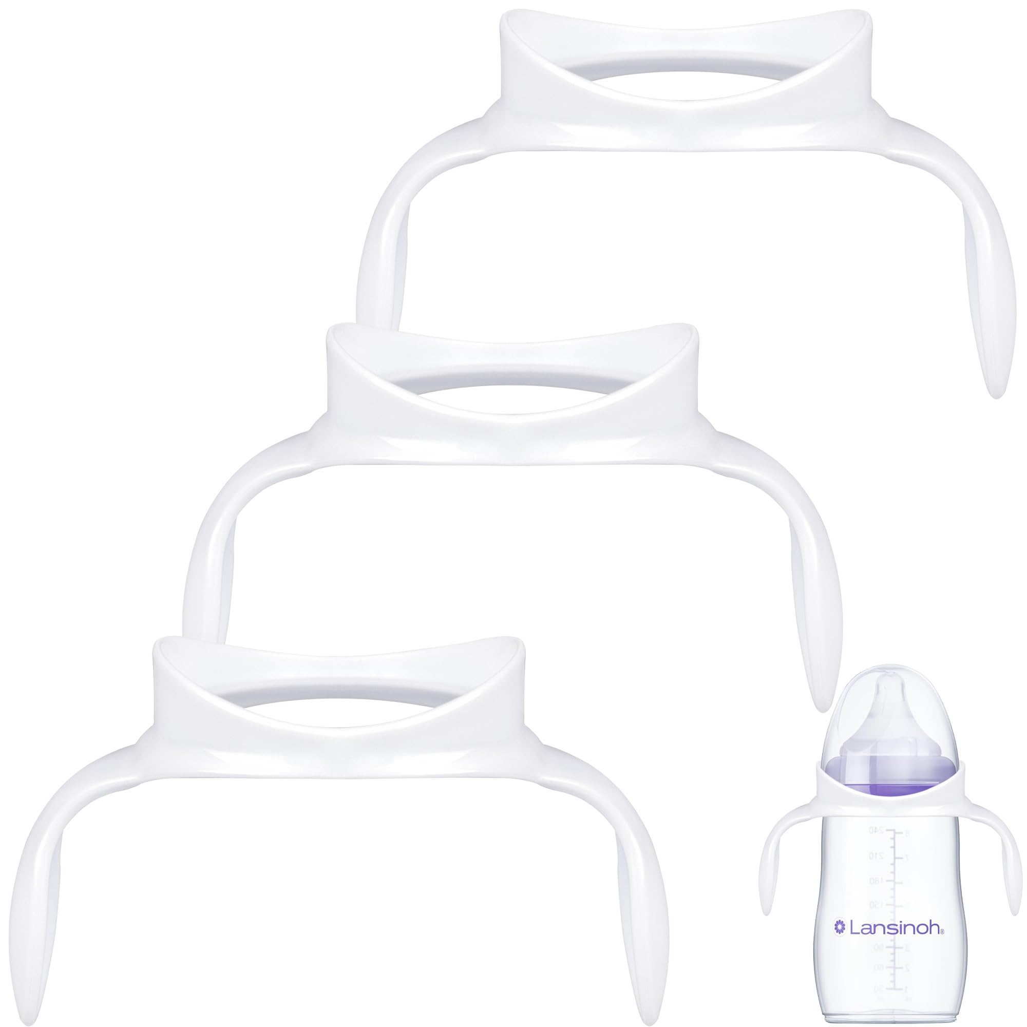 Compatible Baby Bottle Handle for Lansinoh 5oz & 8oz Bottles, Easy-Grip, Ergonomic Design for Little Hand, Leak-Proof, Slip-Resistant, BPA-Free, Helps