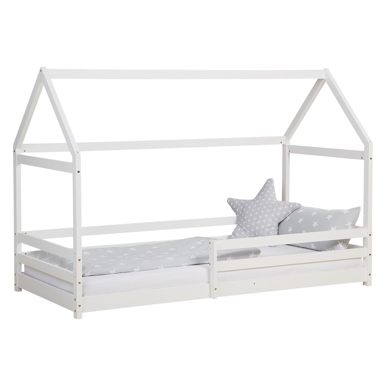 Homestyle4u Lit d'enfant 90x200 cm Lit Cabane Montessori avec Barriere