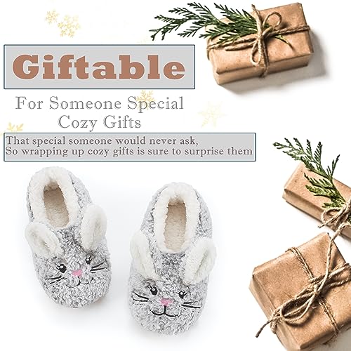 Cozylook Cute Animal House Slippers - Fuzzy Warm Bedroom Slipper Socks Non-Slip Grippers with Funny Face Designs, Fun Christmas Gifts Unique