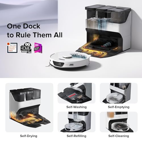 Image of roborock S7 Max Ultra Robot Vacuum and Mop Combo, Auto Mop Drying, Auto Mop Washing, Self-Emptying, Self-Refilling, 5500Pa Suction, Reactive Tech Obstacle Avoidance, White (Renewed)