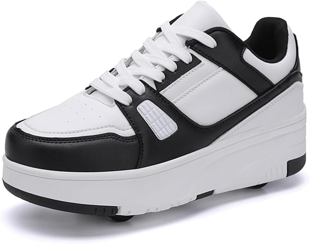 Zapatos con Ruedas Niños Niñas Adolescente Patines Zapatos con 4 Ruedas Zapatillas Zapatos Retráctiles Adultos Zapatos de Patinaje Desmontables Monopatín Zapatos