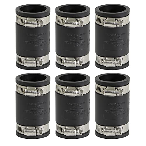 Image of EVERCONNECT 4823x6 Flexible PVC Coupling with Stainless Steel Clamps 1-1 /4 inch, Black (pack of 6)