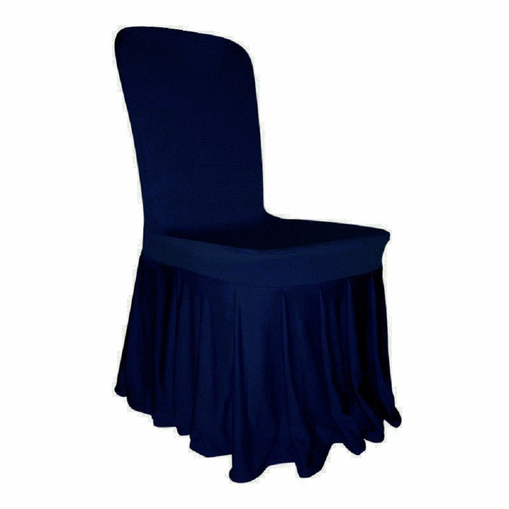 L&L® Spandex Lycra Skirt Chair Cover for Wedding Banquet Reception Party Event UK (Navy)