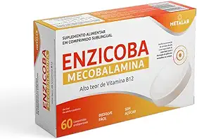 Vitamina B12 Ativa com Alta Absorção ENZICOBA Metalab com 60 Comprimidos Orodispersíveis Sem Açúcar e Sem Lactose