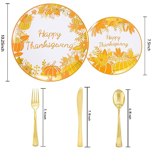 WELLIFE-150Pcs-Thanksgiving-Plastic-Plates-Thanksgiving-Dinnerware-Sets-with-Maple-Leaf-Design-Includes-30-Dinner-Plates-30-Salad-Plates-30Knives-30Forks-30Spoons WELLIFE 150Pcs Thanksgiving Plastic Plates Thanksgiving Dinnerware Sets with Maple Leaf Design Includes 30 Dinner Plates 30 Salad Plates 30Knives 30Forks 30Spoons