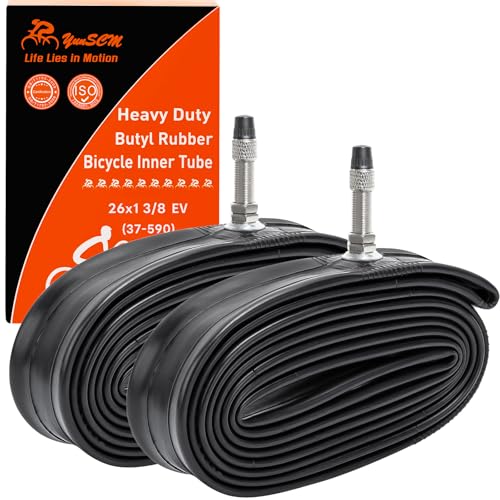 2-PCS 26x1 3/8 Heavy Duty Bike Tire Tubes EV English Valve 37-590 Inner Tubes Compatible with 26x1 3-8 26 x 1 3/8 Bike Bicycle Tire Tubes