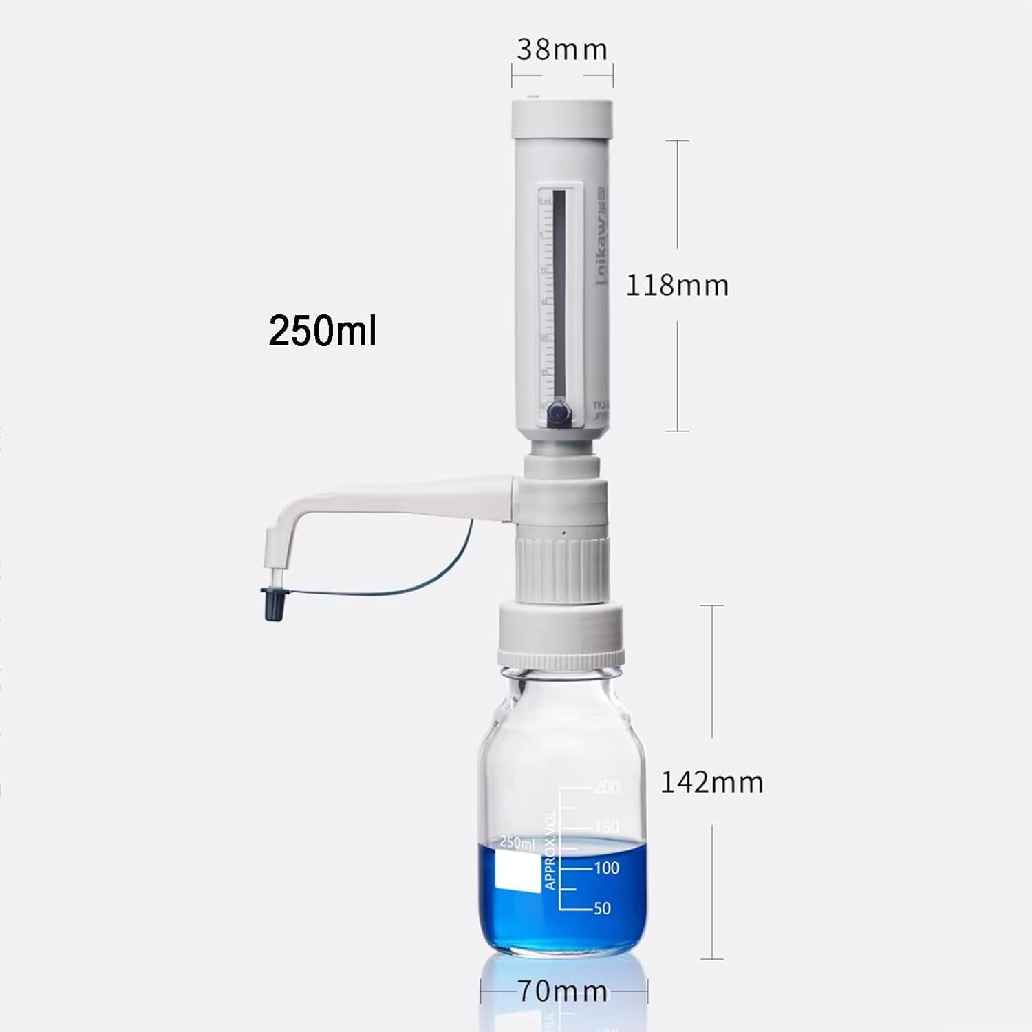 Labor-flüssigkeitsbürette, Flaschenaufsatz-dosierer, Quantitative Dosierer, Einstellbares Volumen 5–30 Ml, Mit 5 Gl-gewindeadaptern, Dosiert Reagenzien Präzise Aus Laborflaschen. 250ml