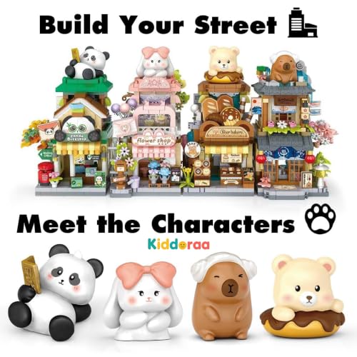 Image of Kawaii Bear Bakery House Mini Building Blocks Set, 580+ PCS Cute City Street View Bakery Architecture Model Kit for Ages 14+ | Collectible Home Decor Toy with 1 Year Manufacturing Warranty