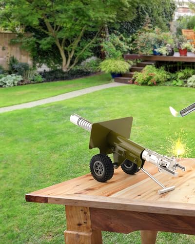 FAITIO Mini Firecracker Launching Cannon Model Stainless Steel Mini Cannon Model with Mechanism Military Model Collection Ornaments Christmas Celebration Toy Gift Green
