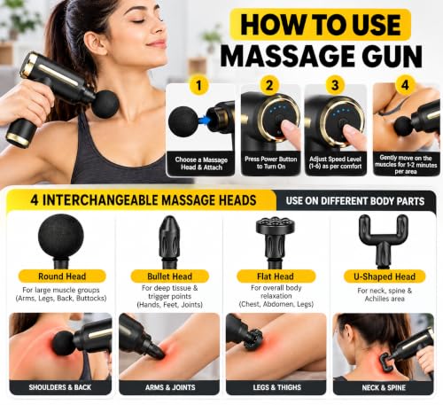 Generic TP MAX Mini Massage Gun, Black & Gold - Image 8