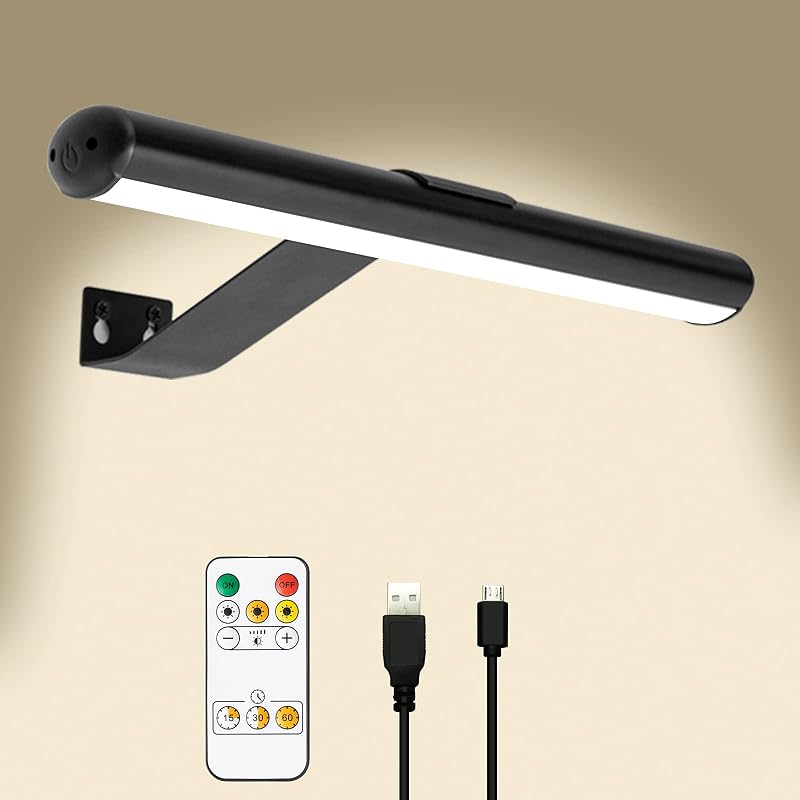 TINTINDOC LED Képvilágító Lámpa - Tölthető, Távirányítós, 33 cm, 300 Lumen, 3 Színhőmérséklet, Festmény Világítás, Vezeték Nélküli Fali Lámp
