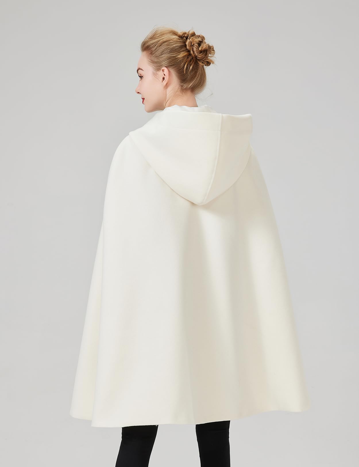 BEAUTELICATE Donna Mantello con Cappuccio Inverno Misto Lana Cappotto Medievale Robe Lungo Poncho Giacca con Giromanica per Cosplay Halloween Costume Natale Matrimonio