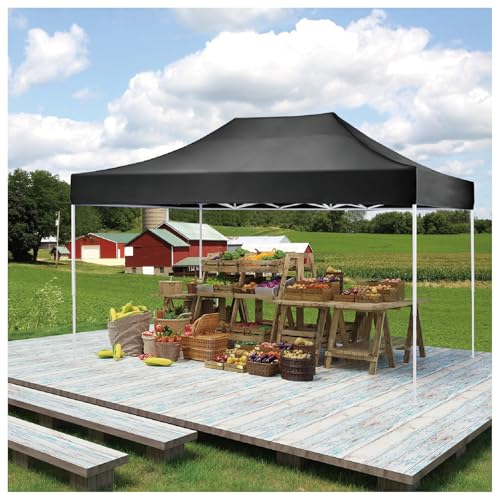 American Phoenix 10x15 Pop up Tent Instant Canopy Commercial Outdoor Party Canopy Shelter (10x15FT (White Frame), Black)