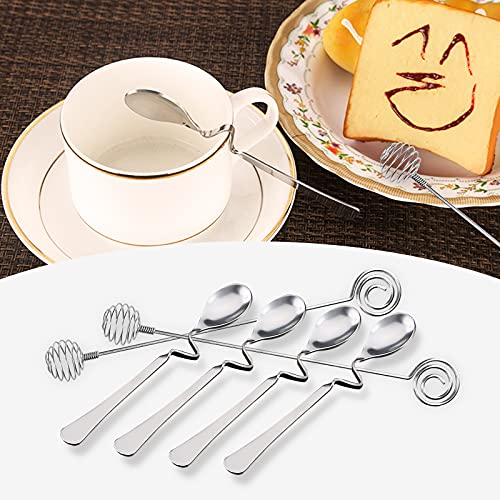Gxhong Cuchara para miel, de acero inoxidable, mango curvado, para café, cucharas para miel, espiral, para miel… - Imagen 7