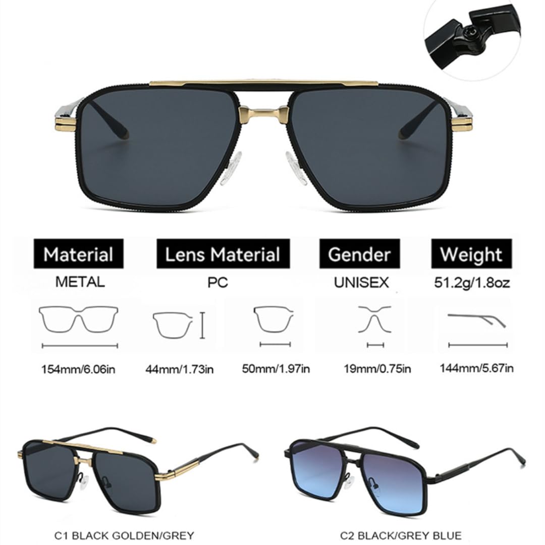 Luxus-Sonnenbrille mit Metall-Doppelsteg für Herren, modische Farbverlauf-Sonnenbrille für Damen, UV400-Schutz, klare Gläser
