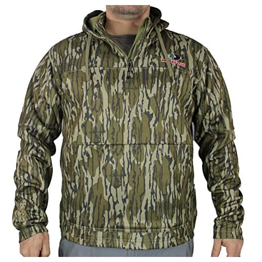 EHG Elite Teton 1/4 Zip 4 Pocket Camo Fleece Hunting Hoodie (MO Bottomland, S)