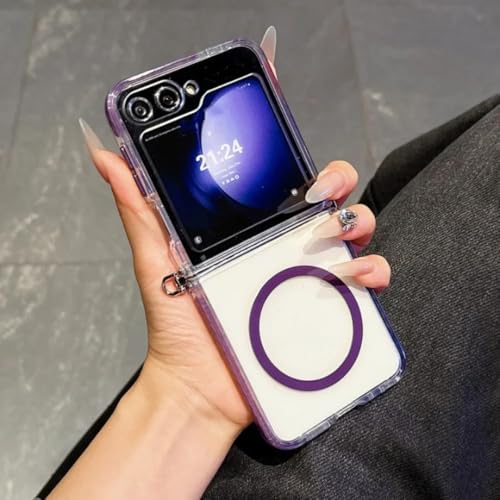 Coque Samsung Galaxy Z Flip 3 magnétique violette protégeant des chutes