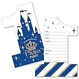 1st Birthday Royal Prince Charming - Shaped Fill-In Invitations - First Birthday Party Invitation Cards with Envelopes - Set of 12