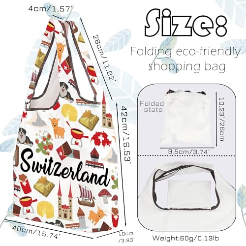 TOBGBE Switzerland Souvenir Gifts Swiss Themed Traveling Travel Vacation Bag Switzerland Traveller Foldable Reusable Grocery4