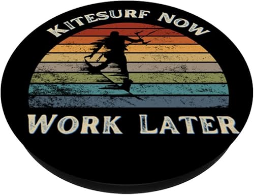 Miniatura 2 de Funny Kitesurf Now Work Later Tee For Kitesurfing Lovers PopSockets Swappable PopGrip