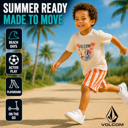 Image of Volcom Toddler Baby Boy Shorts Set - 2 Piece Short Sleeve Graphic Tees and Shorts Infant Toddler Little Boys Summer Outfits