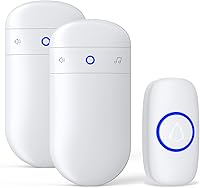 Vista 15 de SECRUI - Timbre inalámbrico con 2 botones – Kits de timbre para puerta delantera y trasera – Timbre operado por batería con 52 melodías, flash LED