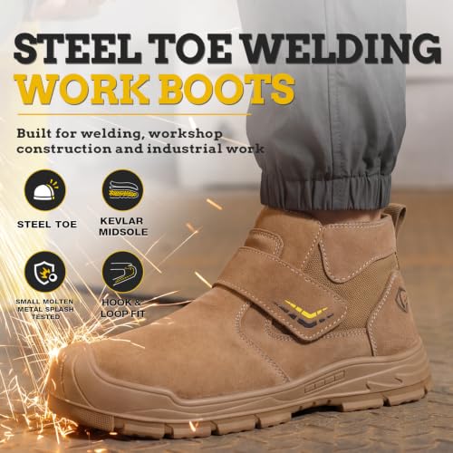 Image of GLANOUDUN Steel Toe Work Shoes for Men Spark Resistant Welding Shoes