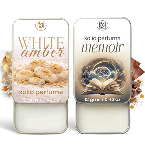Image of Dr.Mashur Solid Perfume |White amber&Memoir Alcohol Free Wax Perfume Balm, Long Lasting | Pocket Tin 12g, Pack Of 2| Non Greasy Smooth Glide, Travel Friendly Men And Women