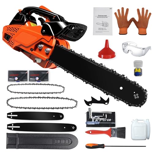 Tronçonneuse thermique 25 cm³ élagage, 2 guides et 2 chaînes