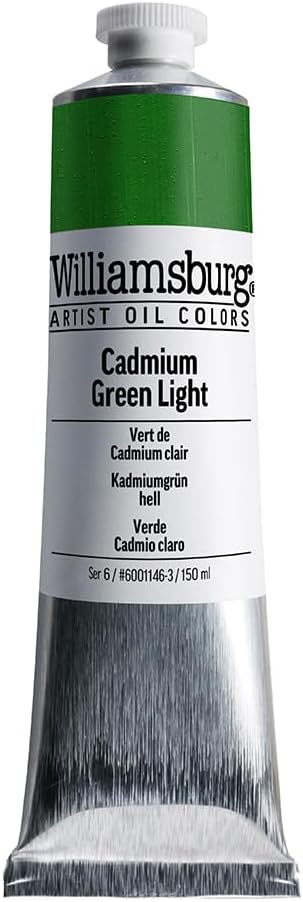 Williamsburg Artist Oil Colors by GOLDEN, Cadmium Green Light, 150 ml tube, Professional Oil Paint, Opaque