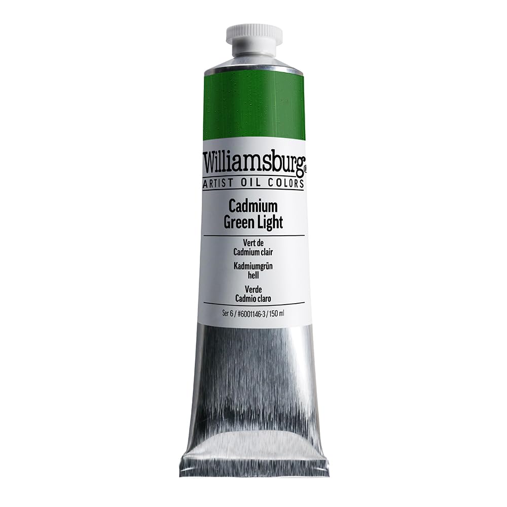 Williamsburg Artist Oil Colors by GOLDEN, Cadmium Green Light, 150 ml tube, Professional Oil Paint, Opaque