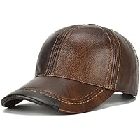 Roffatide Hombres Gorra de Béisbol de Cuero Ajustable Sombreros de Otoño e Invierno Marrón