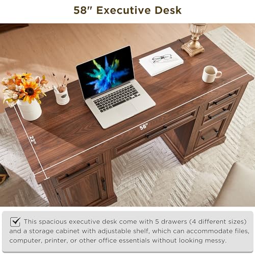 Jxqtlingmu LM038-585DBR 58 Inch Executive Desk thumb #2