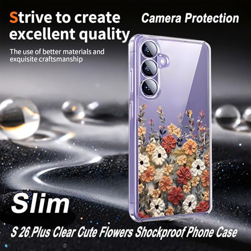 TXXO for Samsung Galaxy S26 Plus Case Clear Cute Flowers Floral Galaxy s26 Plus Cases Girly with Screen Protector[Camera Cover] Slim Shockproof Cover for Samsung S 26 Plus Phone Case Women Flower -1 by TXXO - Used condition - Image 4