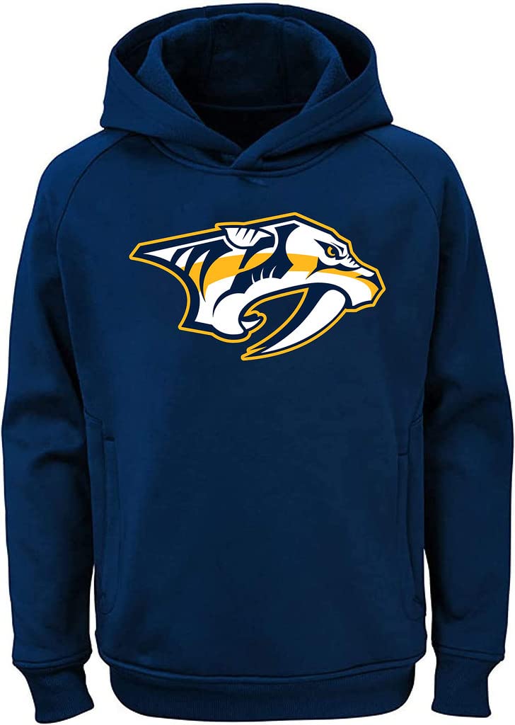 Outerstuff NHL Youth 8-20 Team Color Performance Primary Logo Pullover Sweatshirt Hoodie, Nashville Predators Navy, 18-20 โ image 1